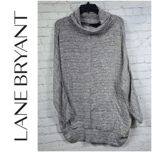 Lane Bryant 18/20 Gray Shimmer Metallic Dolman Sweater Cowl Neck Tunic Ladies